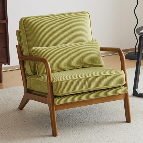 VINGLI Upgraded Premium Corduroy Accent Chair,Upholstered Arm Chair,Solid Wood Comfy Reading Chair...