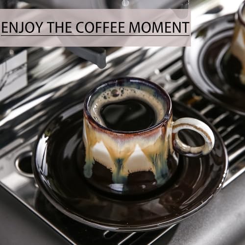 Vvxliv Espresso Cup and Saucer Set of 6