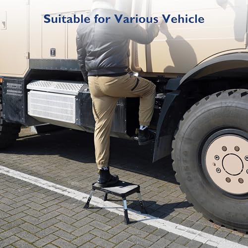 BONTEC 3-stufig höhenverstellbarer klappbarer Tritthocker mit rutschfester Plattform und Gummifüßen, tragbare Leiter für Erwachsene, Senioren und Kinder, max. 150 kg, faltbar, ideal für Küche und Büro