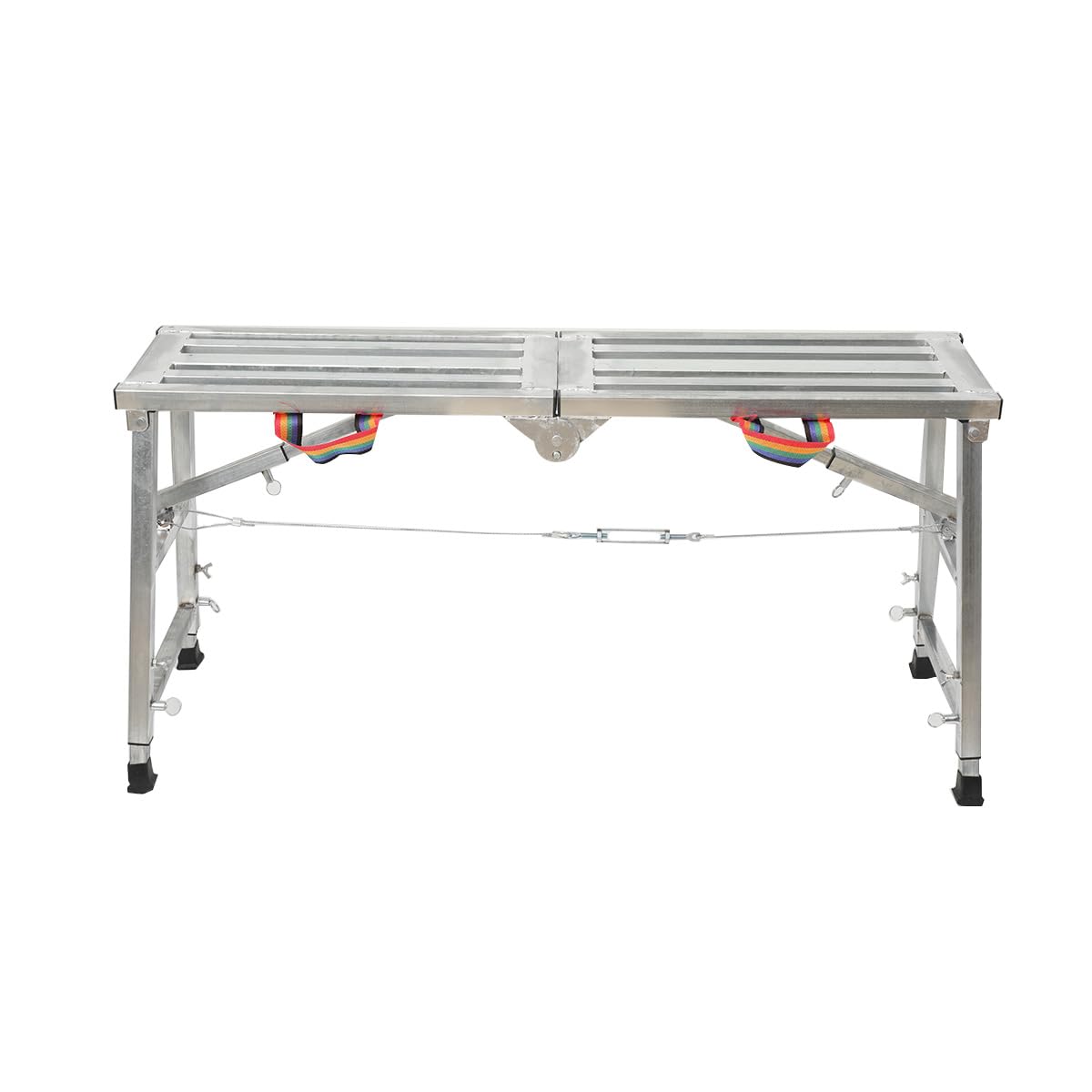 Piattaforma Di Lavoro Con Impalcature Pieghevole Portatile Regolabile 60-90cm, Portata 200KG, Struttura Zincata Antiscivolo, Ideale Per Tinteggiatura, Manutenzione E Camper