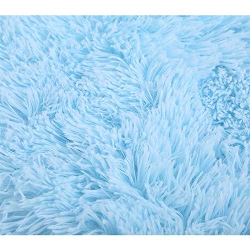 Hggzeg Super Soft Long Shaggy Throw Blanket, Elegant Cozy Faux Fur Decorative Throw Blanket for Couch Chair & Bed (Blue, 160 x 200cm) - Image 2