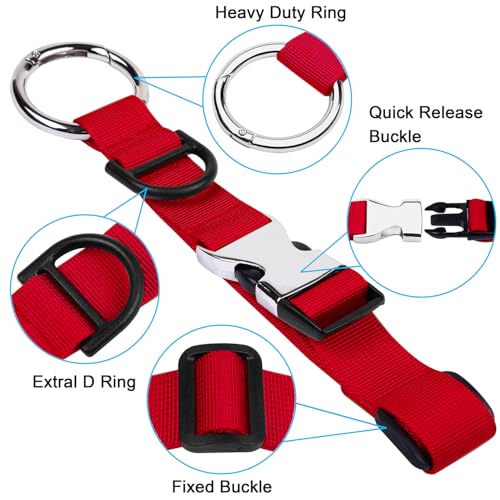 Image of Wisdompro Jacket Gripper Strap, Add a Bag Luggage Straps Baggage Suitcase Belts Travel Accessories with Hook and D-Ring - Make Your Hands Free, Easy to Carry Your Extra Bags - Red