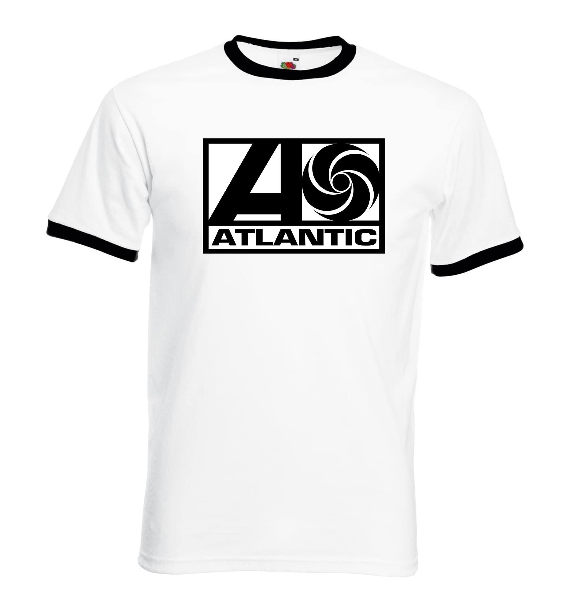 Zappatee Men's White Slim Fit Atlantic Records Northern Soul Ringer T Shirt Small