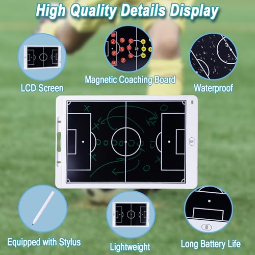 Image of Magnetic Electronic Soccer Coaching Board, 16 inch LCD Soccer Coaching Board,LCD Soccer Strategy Board with Stylus Pen,Soccer Board Tactic Board, Training Equipment,White