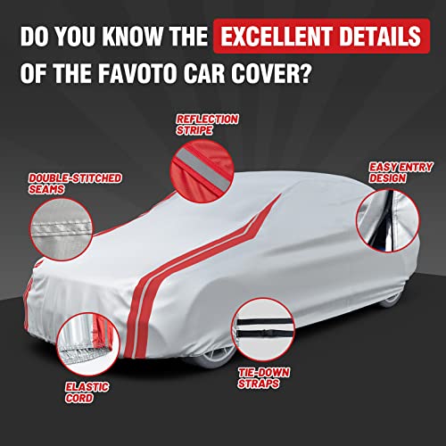 Image of Favoto Sedan Car Cover Waterproof - Custom Fit for Honda Accord (1998-2007) All Weather for Automobiles Outdoor with Reflective Stripe Snow Sun Dust UV Protection Full Exterior Cover