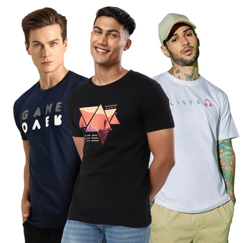 T-shirt imprimé graphique homme Bewakoof coupe droite XXL marine