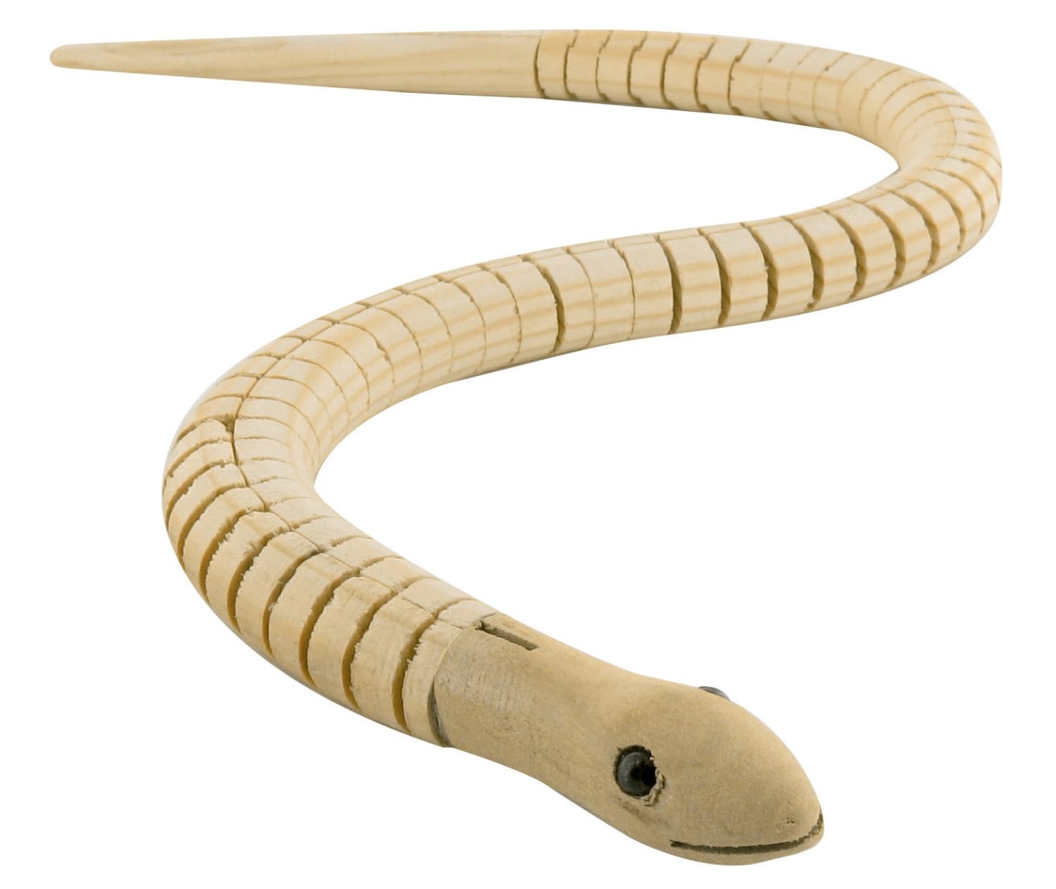 Ancien Jouet En Bois : Serpent Ou Poisson Extensible Dans Son étui, Bon état