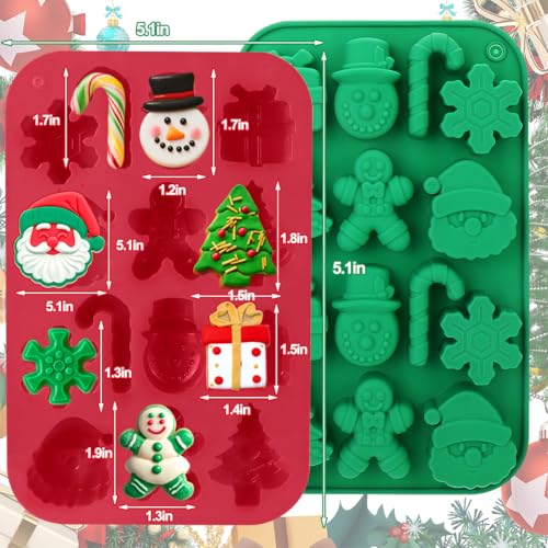 BUSOHA Christmas Silicone Chocolate Molds - 2 Pack Christmas Candy Molds with 40 PCS Piping Bags,3D Snowflake Silicone Baking Molds for Chocolate, Candy, Jelly, Ice Cube, Dog Treats