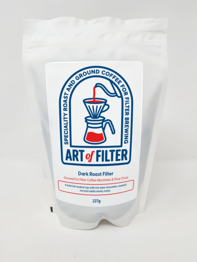 Filter Ground Coffee 227g - Strong Dark Roast - Art of Filter Ground Coffee 227g - Specifically For Filters Coffee Machines & V60 Pourover - Strength 5