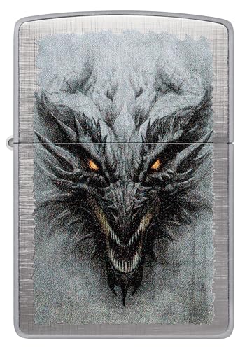 Image of Zippo Dragon Windproof Lighter - Fierce Mythical Creature Design, Matte Finish, Refillable