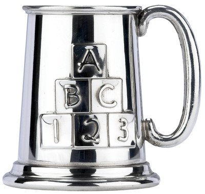 County Engraving Personalised Engraved British Made Pewter Tankard ABC 123 Baby Christening Gift in Silk Lined Gift Box - Enter Your Own Custom Text