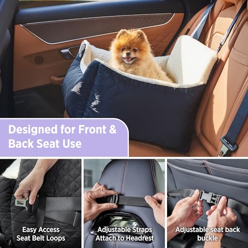 Lesure Hundesitz Auto Kleine Hunde - Wasserdichter Hundesitz Auto Rückbank, Hunde Autositz Für Kleine Hundemit, Ansteckbare Leine Für Autositz Hund, Blau