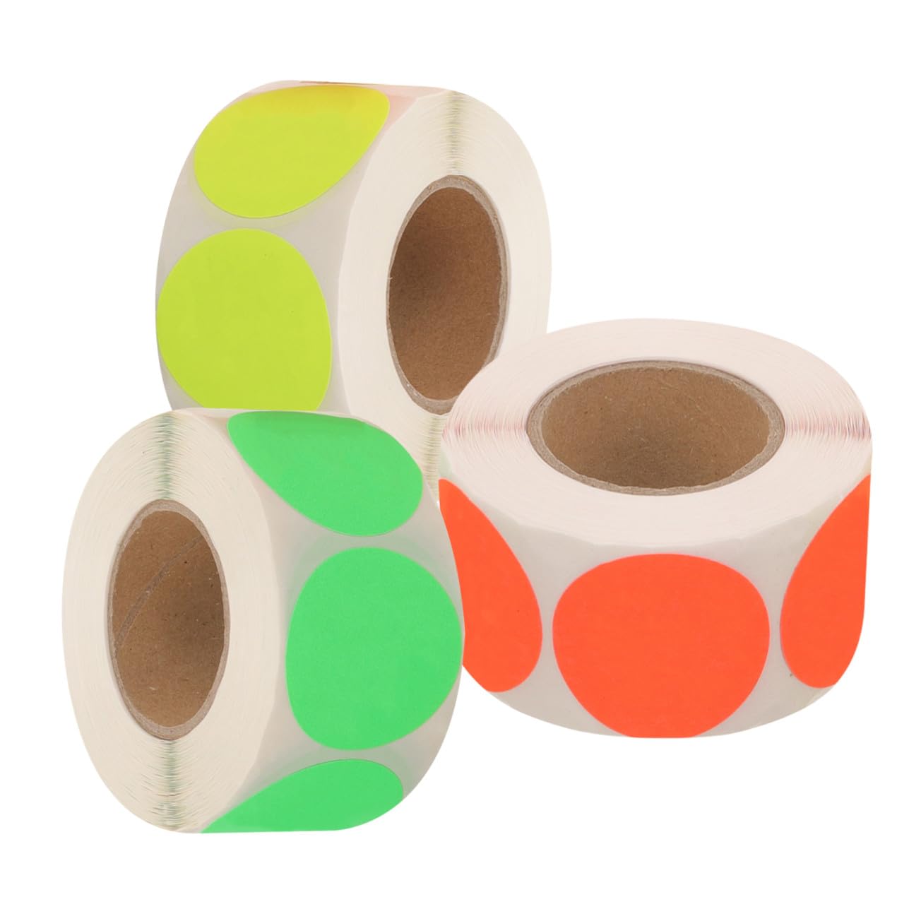 Etiquetas De Inventario Autoadhesivas 3 Rollos Tamaño Estándar Colores Fluorescentes Rojo Verde Amarillo Para Control De Stock Gestión De Alimentos En Cocina y Restaurante