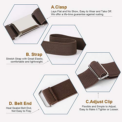 JASGOOD Kids Toddler Belt Elastic Stretch Adjustable Belt for Boys and Girls with Silver Square Buckle 2 Pack4