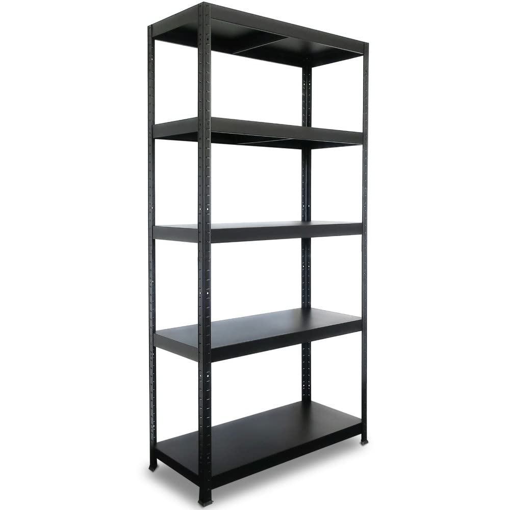 HEMMDAL Schwerlastregal - HxBxT 180 x 90 x 40 cm - Schwarz - 650 kg Tragkraft - Steckregal mit 5 Böden - 130 kg Fachlast - Made in EU - stabiles Metallregal - Einfache Montage - für Werkstatt & Lager
