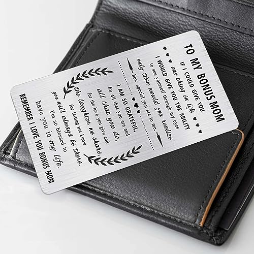 Alotozo Bonus Mom Valentines Day Gifts - Remember I Love You Bonus Mom Valentines Card - Engraved Wallet Card Inserts to My Step Mother4