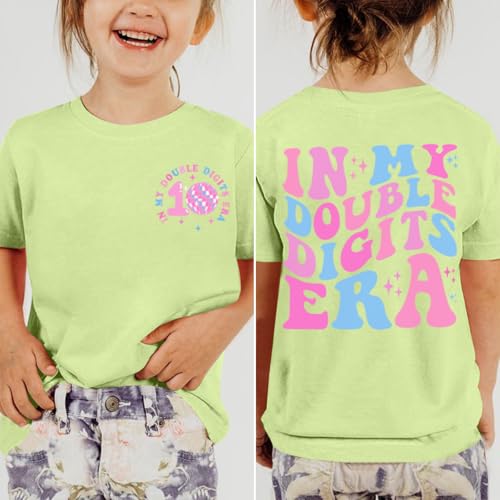 Image of Pairxily in My Double Digits Era Shirt for Girls 10th Cute 10 Year Old Girl Happy Birthday Shirts Gifts Short Sleeve Tops