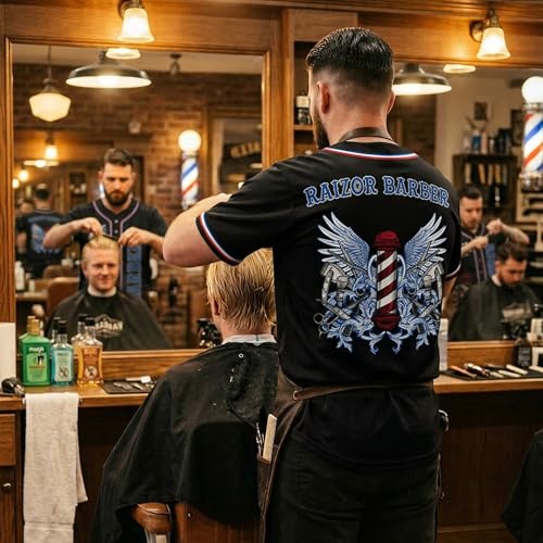 Custom Barber Jersey de Béisbol con Nombre y Número de Tienda, Estilo Urbano para Hombres miniatura 2