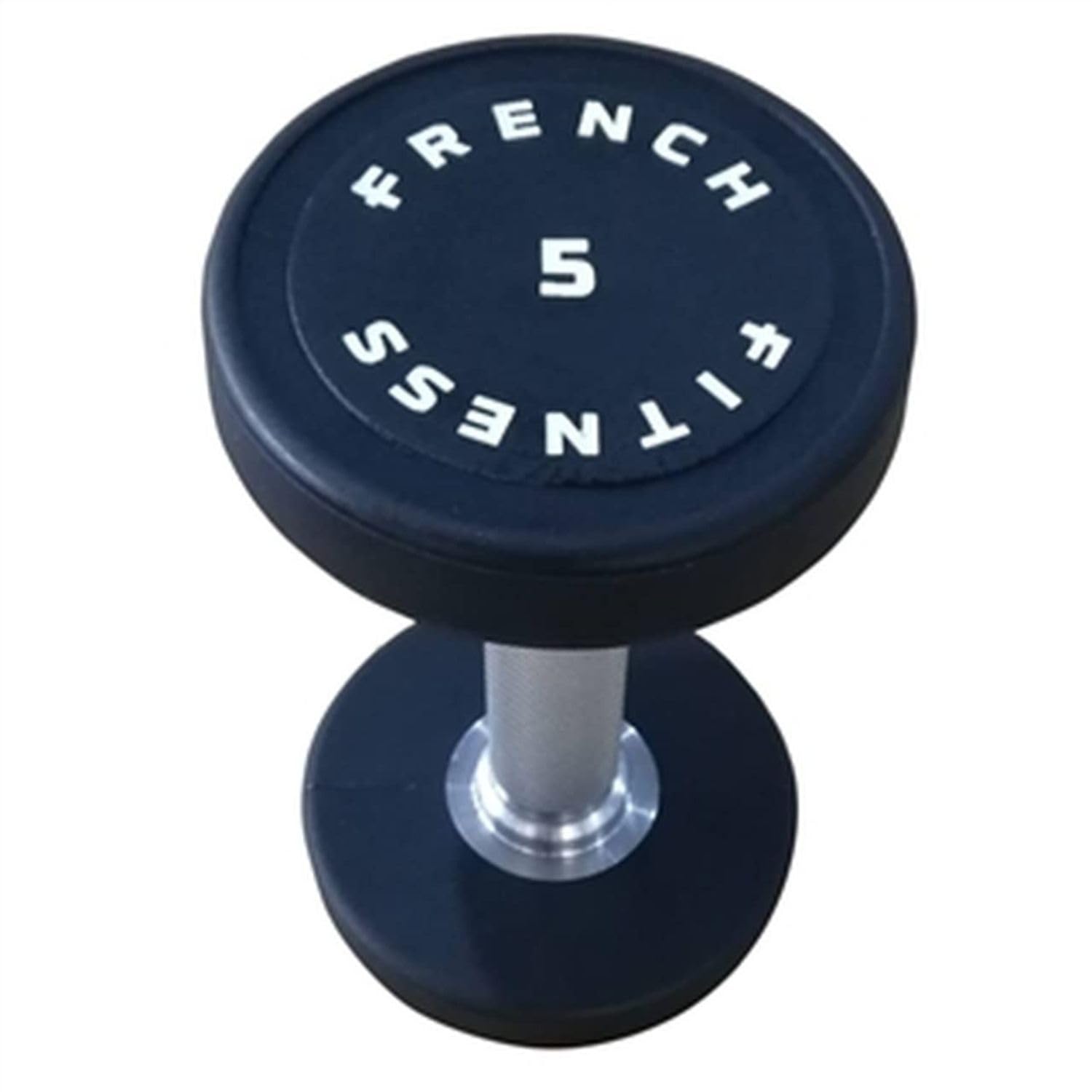 French Fitness Urethane Round Pro Style Dumbbells Premium Odorless Urethane Durable Steel Handles Shock-Resistant Secure Knurled Grip in