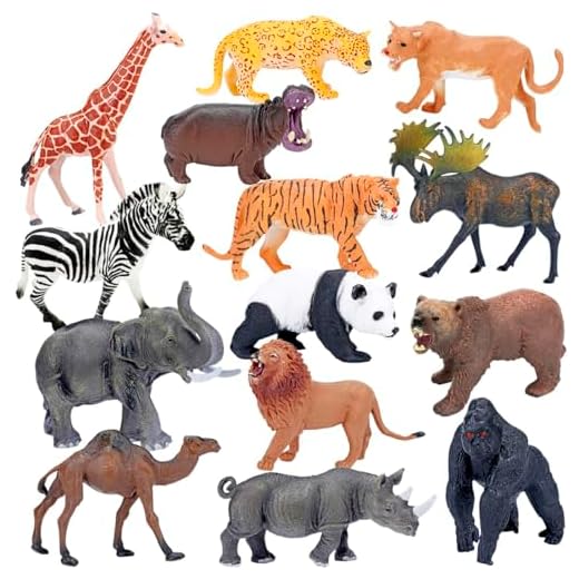 BOLZRA Safari Animals Figures Toys, Realistic Jumbo Wild Zoo Animal Figurines Plastic African Jungle Animals Playset for Kids Toddlers, 14 Piece Gift Set