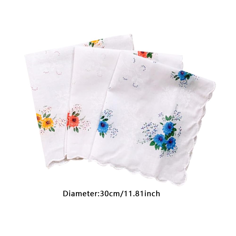 Mecmbj Zakdoeken voor dames, 12 stuks, katoen, vintage bloemenborduurwerk, zachte kantstof, licht en zweetabsorberend (wit