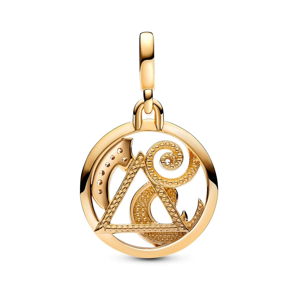 PANDORA ME Die Elemente Medaillon aus 14 Karat vergoldetem Metall mit Cubic Zirkonia, Ausschließlich Kompatibel ME, Höhe: 16mm, 762318C01
