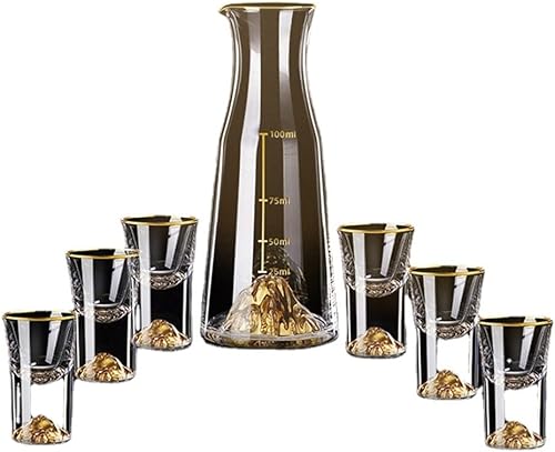 ZSEDP Juego de copas de vino de vidrio transparente de siete piezas, frasco de whisky, ron, vodka, vasos de espiritual, regalo para amigos