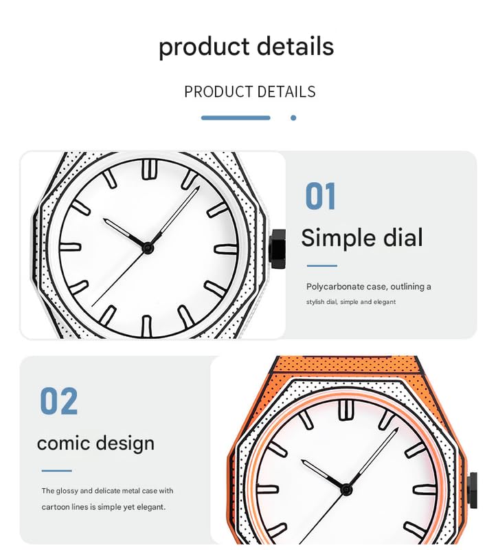 Image of 2D Sketch Watch for Men and Women Simple Analog Casual Wrist Watch with Unique Dial Design