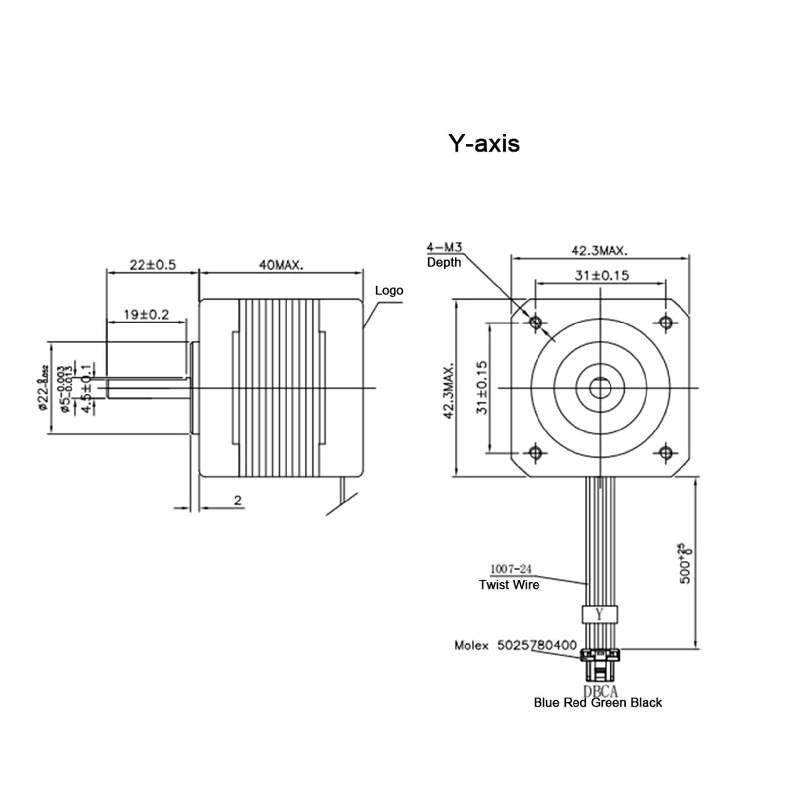 Parti Della Stampante 3D Motore Asse X/asse Y 42 Precisione Passo-passo Prestazioni Stabili(Y-axis wire 52mm)