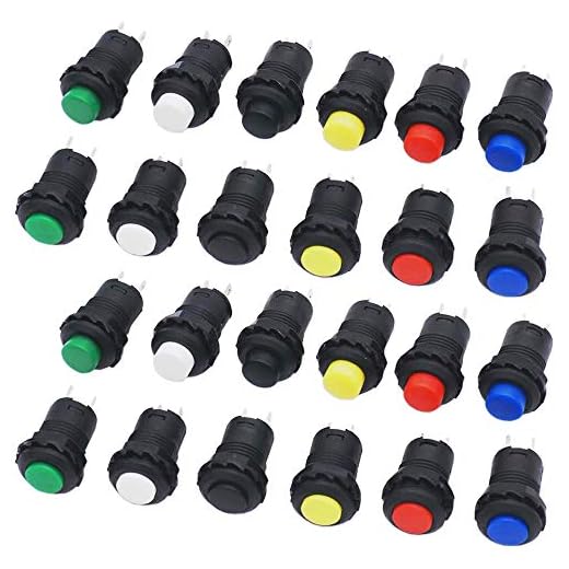 GTIWUNG 24Pcs Interruttore Pulsante Rontondo, Pulsante Interruttore Autobloccante, 12mm Mini Pulsanti Impermeabile, Mini Pulsanti ON-OFF, Rosso Verde Blu Giallo Bianco Nero, 3A/125V 1.5A/250V