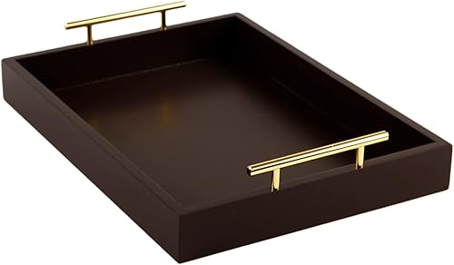 Miniatura 8 de Bandeja de madera para servir con asas, bandeja rectangular de desayuno para mesa de café, bandeja otomana decorativa de 16 x 12 pulgadas para todas