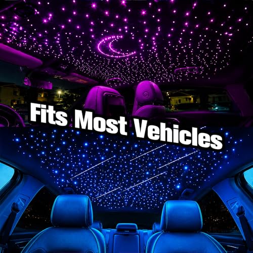Image of CHINLY 2-in-1 Meteor Twinkle 549pcs Starlight Headliner Kit 9.8ft 0.03in Starlights RGBW Fiber Optic Lights+96pcs Shooting Stars, APP+Remote Control Star Headliner Kit, Car Star Lights for Car Roof