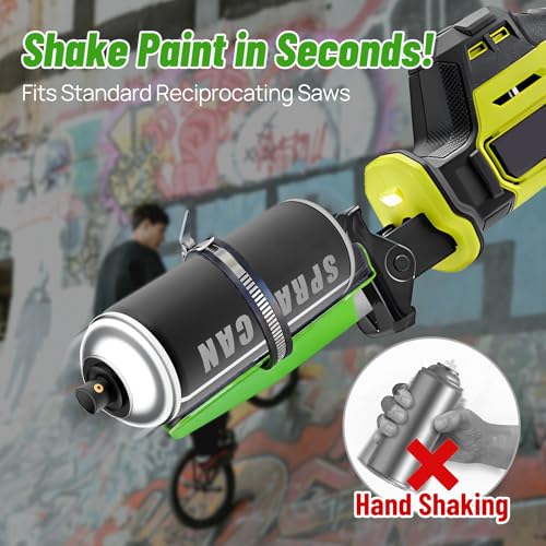 Zozen Paint Shaker for Reciprocating Saws, Non-Slip Low-Noise Liner & Adjustable Clamp Strap - Fits 2\" to 3\" Cans, Stainless Steel Paint Can Shaker, Efficient Mixing Tool for Artist, House & DIY
