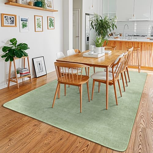 Washable Rug 5x7 Area Rugs for Living Room - Stain Resistant Non-Slip Backing Boho Rug for Bedroom,Durable & Ultra-Thin Vintage Large Area Rug(5x7,Green)