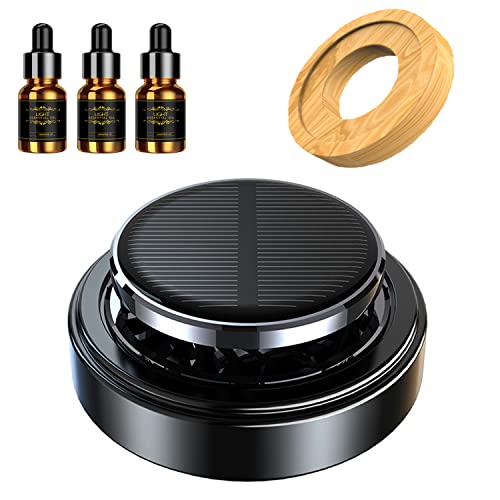 Image of Solar Energy Powered Car Air Freshener with 3 Essential Oil, Rotating Aromatherapy Car Diffuser Perfume Scent Fragrance Air Purifier for Home Office Car Decorations Personalized Gifts for Men Women