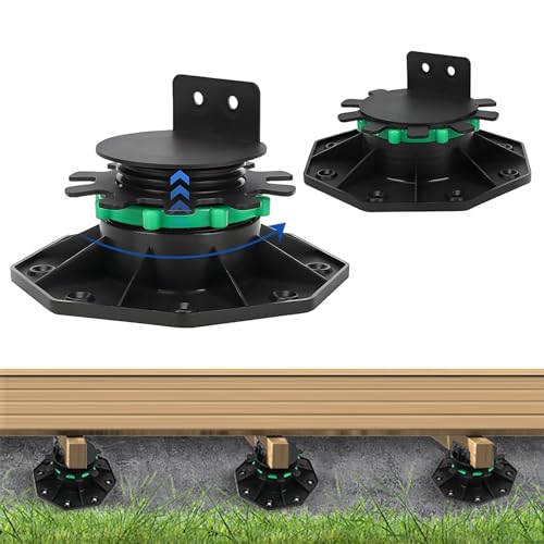 Hüronun 12Pack Upgraded Adjustable Deck Support Pedestal,Deck Foundation Base Support ,Adjustment Raising from 1-9/16