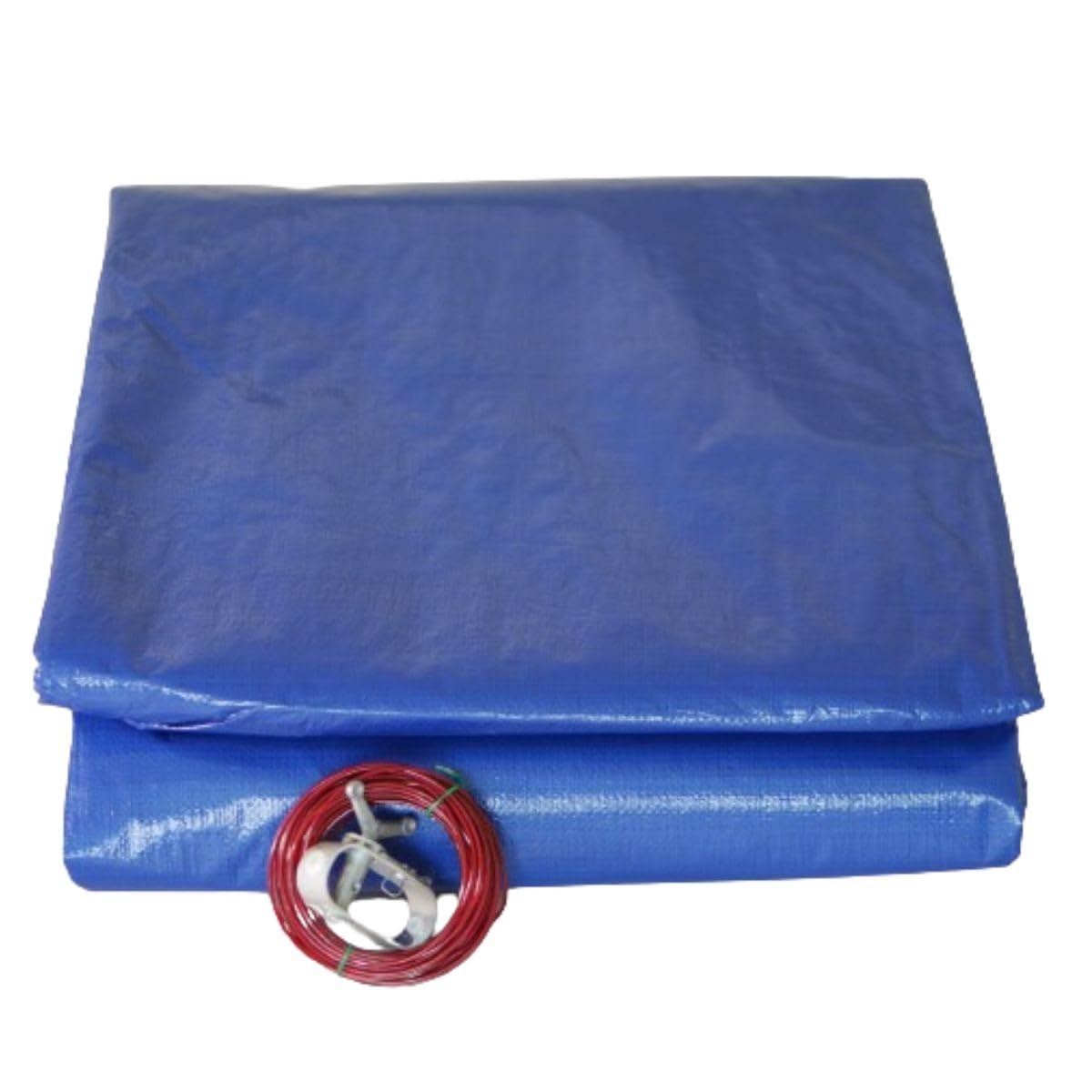 Tecplast - Bâche Piscine Ronde - diamètre 420 cm pour Piscine de 360 cm de diamètre - Couleur Bleue et Verte - 140g/m2 - Filet d'écoulement