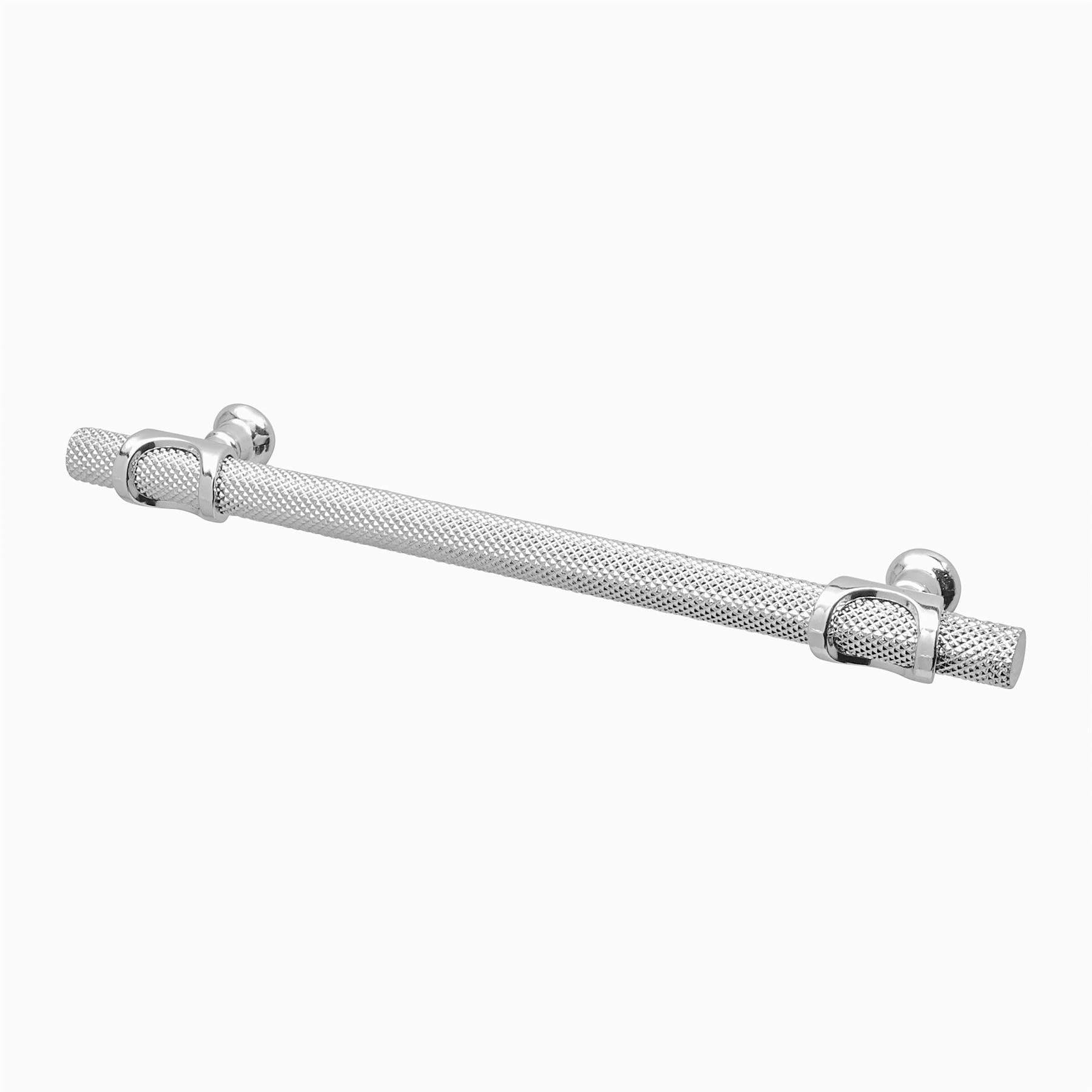 Decoranddecor Amelia - Knurled Cabinet Handles | Aluminium T-Bar Kitchen Cupboard Handles | Furniture Knobs | 160mm Hole Centre, Polished Chrome