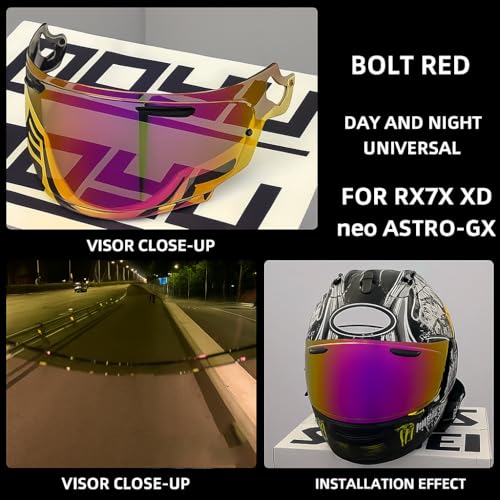 Image of Regent-X Replacement Helmet Visor Compatible with RX7X VAS-V MAX Quantum-X Corsair-X UV Protection Anti-Scratch Wearproof Shield Universal Face Shield Accessories (Rose Red)