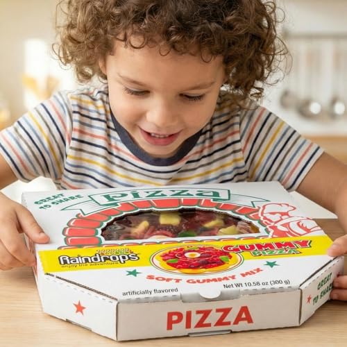Raindrops Large Gummy Pizza Candy, 10.58oz (Pack of 1) - Fun & Vibrant Pizza Gummies - Made with Delicious & Various Candies - Perfect for Parties, Gifts & Movie Nights - Ideal Snack for Kids & Adults