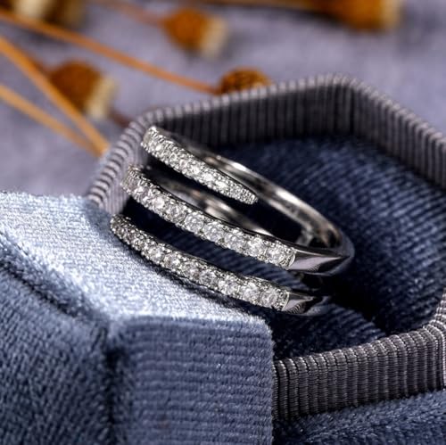 Silver Emerald Cut Eternity Ring For Women Platinum Plated 925 Sterling Silver Infinity Band CZ Simulated Diamond Engagement Ring 73