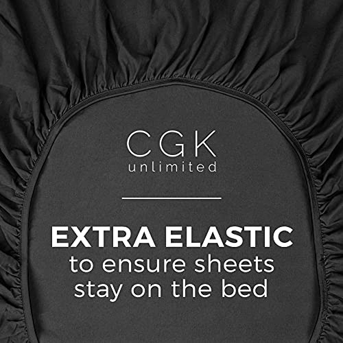Queen Fitted Sheet - Single Fitted Deep Pocket Sheet - Fits Mattress Perfectly - Soft Wrinkle Free Sheet - 1 Fitted Sheet Only – Black #TOP3