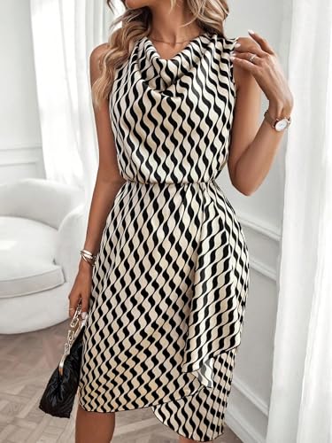 Image of Women's Elegant Floral Dress Coll. (All-Seasons) - Sleeveless /Short /Midi, V-Neck Ruffle, Fashion Casual Party Dresses