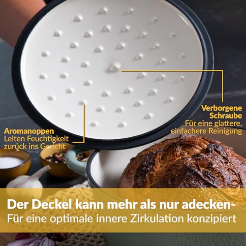 Chefarone Gusseisen Topf 26 cm 4,7 L Emailliert Cocotte Bräter - Grün – Ansicht 5
