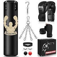 NZQXJXZ Boxsack Hängend für Erwachsene, 120cm Schwerer Boxsack, Boxtraining Ausrüstung mit Ungefüllten Boxing Bag, Reflex Ball, Boxhandschuhe, Boxbandagen, Boxset für MMA Karate Kickboxen Muay Thai