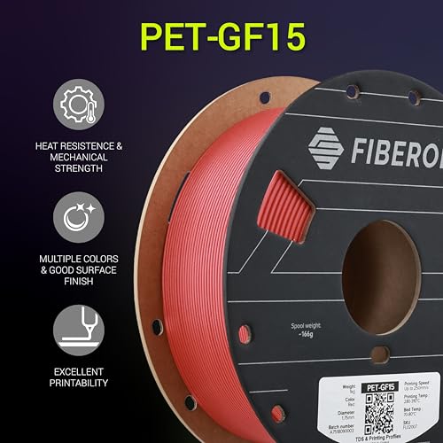 Image of Polymaker Fiberon Red PET-GF15 3D Printer Filament 1.75mm 1KG, 15% Glass Fiber Reinforced, High Strength & Heat Resistance, Ideal for Automotive, Industrial & Functional Parts, AMS Compatible