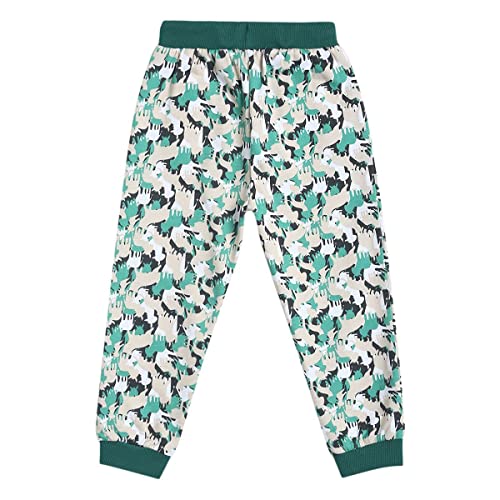 Image of miniklub Infant Boys Green & Beige Printed Pure Cotton Joggers