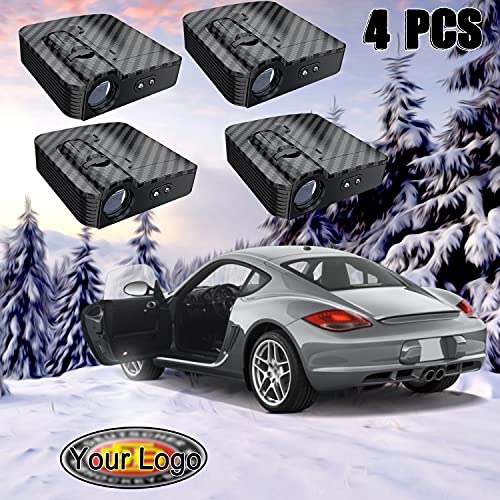 4 Pcs luz puerta coche personalizadas, Luz de puerta de automóvil inalámbrica universal, Luz de bienvenida LED Puerta de coche Logotipo, proyector led logo coche Cover