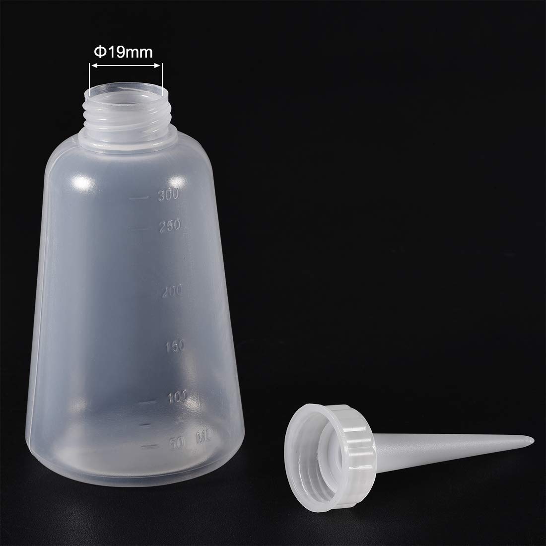 Kunststoff-Druck-Spenderflasche, 300 ml / 10 oz Labor-Aufsatz, schmales Mundstück, Flüssigkeitsspeicher mit abnehmbarem weißen Deckel, 2 Stück