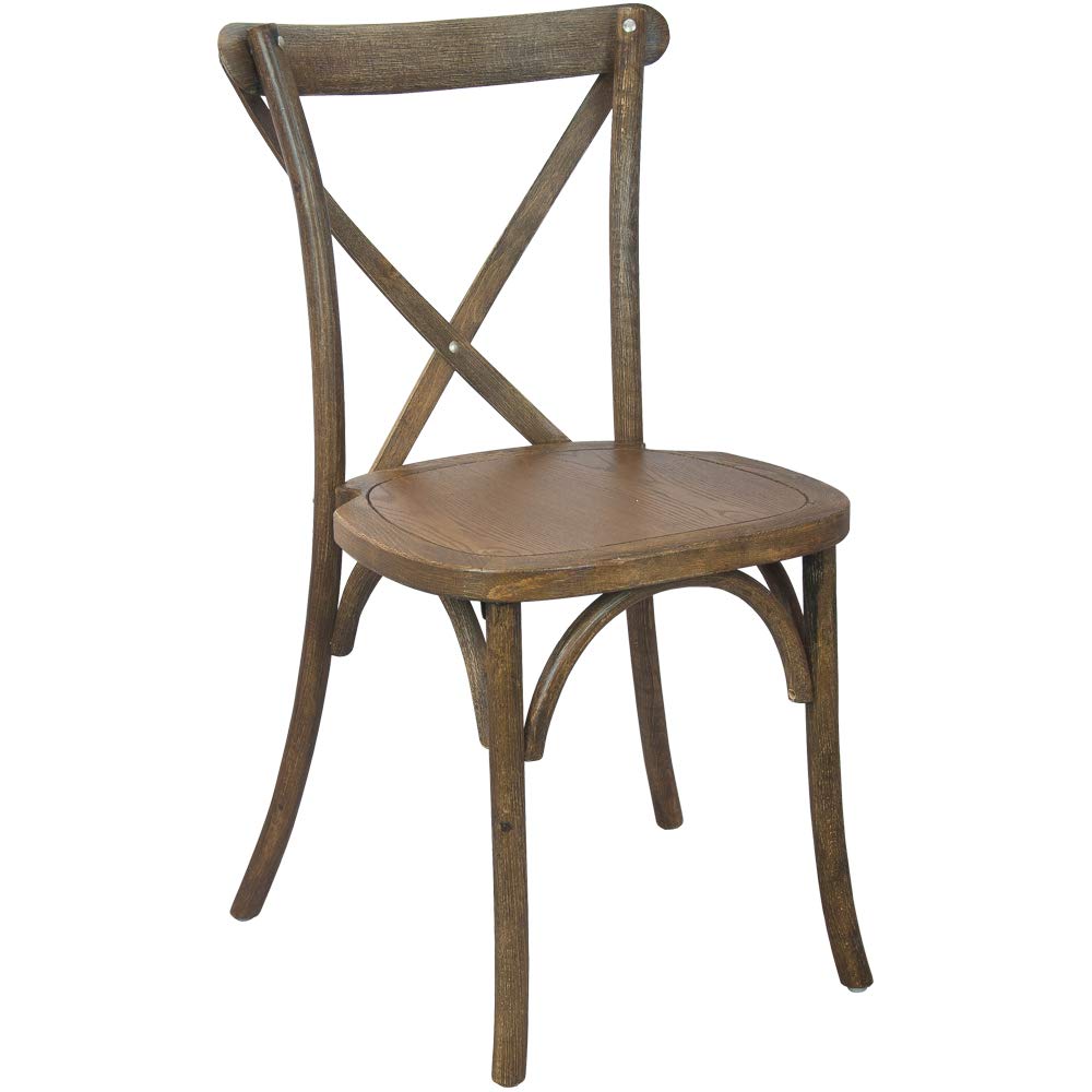 EMMA + OLIVER Hand Scraped Dark Natural X-Back Chair